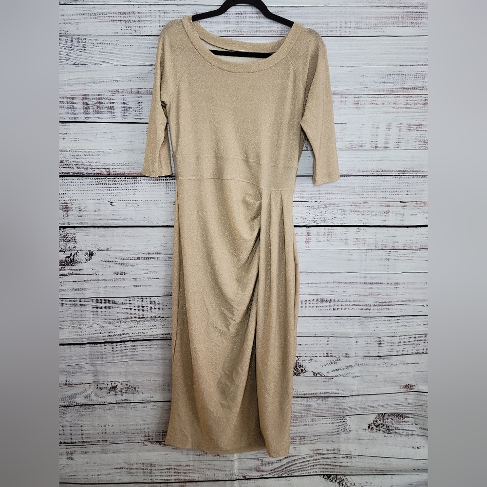 Gold XL Metallic Dress with Side Slit